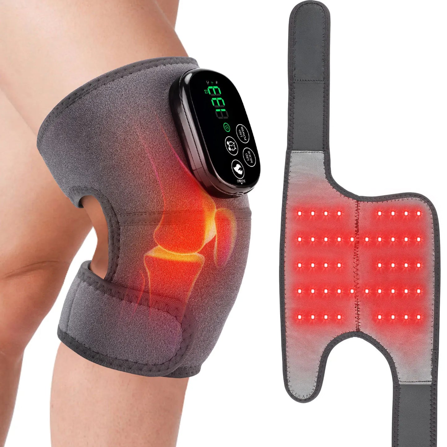 Knee Brace with Vibration Massage, Rechargeable Heating Pad for Joint Comfort & Soreness.