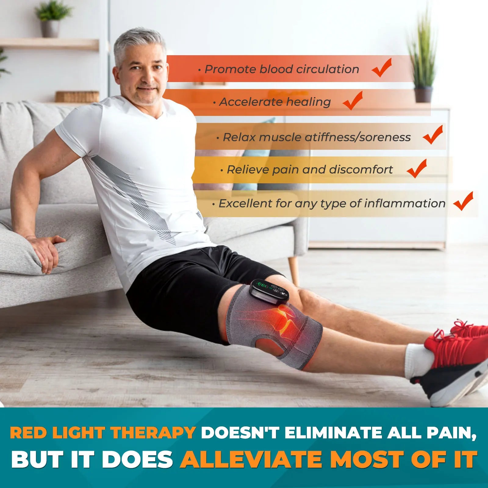 Knee Brace with Vibration Massage, Rechargeable Heating Pad for Joint Comfort & Soreness.