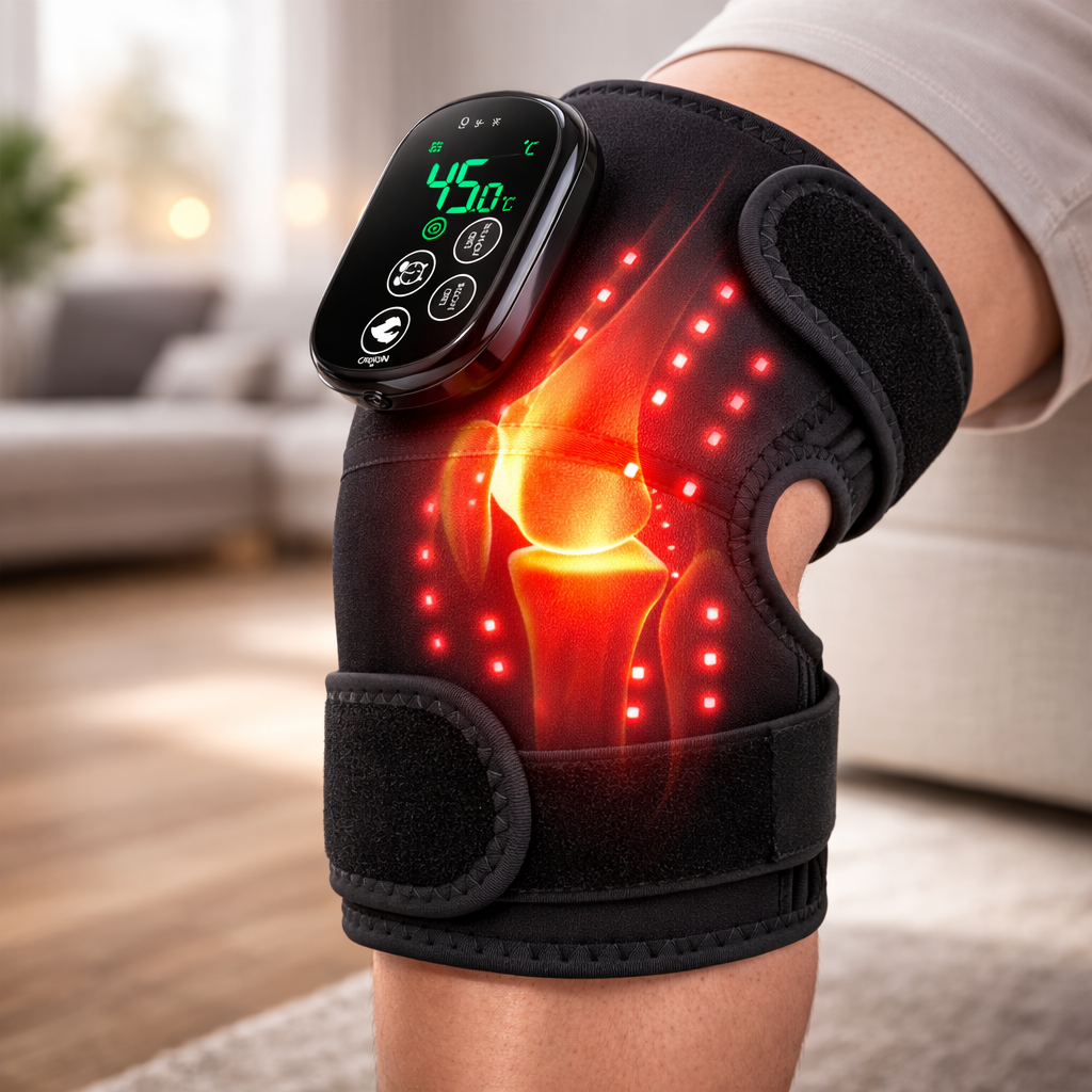 Knee Brace with Vibration Massage, Rechargeable Heating Pad for Joint Comfort & Soreness.